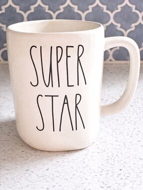 Rae Dunn Coffee Mug One Size Large Handle Super Star White Minimalist